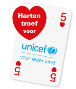 Doe mee met de Unicef Harten troef Drive op zondag 12 april